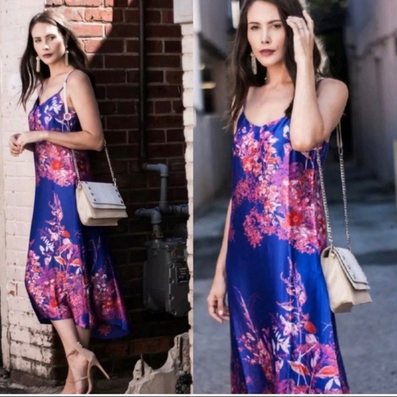 Banana Republic Midi Slip Dress floral straps New - Picture 4 of 10